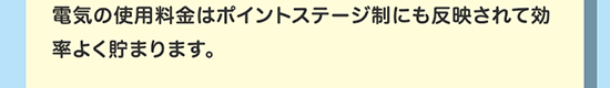 電気やガスの使用料金はポイントステージ制にも反映されて効率よく貯まります。